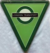 London Transport green Routemaster perspex RADIATOR TRIANGLE BADGE as originally fitted in 1965/66