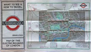1924 London Underground POCKET MAP of the Electric Railways of London "What to see and how to