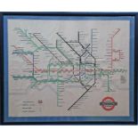 1939 London Underground POSTER MAP by H C Beck. Shows the planned extensions of the Central Line