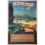 1940s double-crown POSTER 'Britain Awaits' by Blake featuring a colourful illustration of a coach