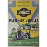 1946 double-crown POSTER 'AEC lead the way in passenger transport'. Illustrated with a Regal