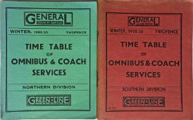 1932 London General Country Services TIMETABLE BOOKLETS for Omnibus & Coach Services, both for