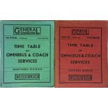 1932 London General Country Services TIMETABLE BOOKLETS for Omnibus & Coach Services, both for