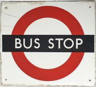 London Transport enamel BUS STOP FLAG. A single-sided sign in a slightly smaller size than the