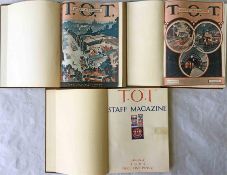 Officially-bound volumes of TOT MAGAZINE, the staff magazine of the Underground Group. This set is