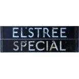 London Underground 1938-Tube Stock enamel CAB DESTINATION PLATE for Elstree (never used)/ Special on