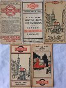 Selection of London General Omnibus Company (LGOC) POCKET MAPS comprising issues dated August