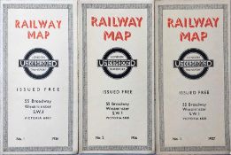 Selection of 1930s London Underground diagrammatic, card POCKET MAPS by H C Beck comprising issues