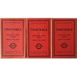 Small set of London Transport Official's TIMETABLE BOOKLETS dated Oct 12 1938 and comprising