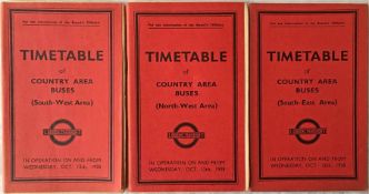 Small set of London Transport Official's TIMETABLE BOOKLETS dated Oct 12 1938 and comprising