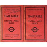 Pair of 1937 London Transport Officials' TIMETABLE BOOKLETS of Central Area Buses ('Red Books')