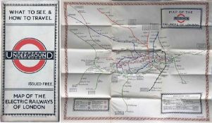 1923 London Underground MAP of the Electric Railways of London "What to see and how to travel".