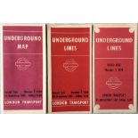 Selection of London Underground POCKET MAPS comprising 'Schleger' card issues No 1 1939 and No 3