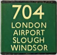 London Transport coach stop enamel E-PLATE for Green Line route 704 destinated London Airport,
