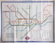 1966 London Underground quad-royal POSTER MAP designed by Paul Garbutt. Shows the Victoria line