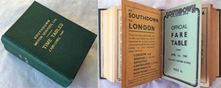 A WW2 bound volume of Southdown Motor Services Ltd EMERGENCY TIMETABLES & FARETABLES for 1940,