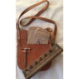 London Transport bus conductor's leather CASH BAG with strap and 'budget' key as well as a few