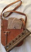 London Transport bus conductor's leather CASH BAG with strap and 'budget' key as well as a few