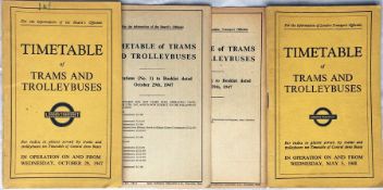 Pair of London Transport Officials' TIMETABLE BOOKLETS of Trams and Trolleybuses comprising the