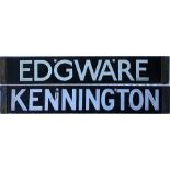 London Underground 1938-Tube Stock enamel CAB DESTINATION PLATE for Edgware / Kennington on the