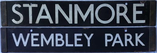 London Underground Standard / 38-Tube Stock enamel CAB DESTINATION PLATE for Stanmore / Wembley Park