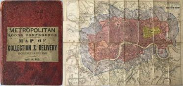 1869 Metropolitan Goods Conference MAP of Collection & Delivery Boundaries. A very detailed map of