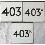 Selection of London Transport bus stop enamel E-PLATES for the 403 group out of Chelsham garage