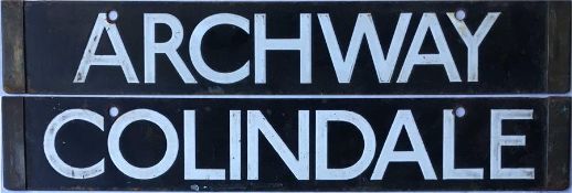 London Underground 1938-Tube Stock enamel CAB DESTINATION PLATE for Archway / Colindale on the