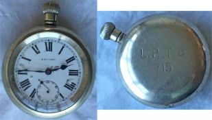 1930/40s London Transport chrome-plated POCKET WATCH engraved 'LPTB 715' as issued to Underground