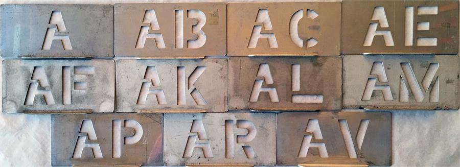 Selection of London Transport bus garage ALLOCATION STENCIL PLATES for Sutton (A), Twickenham (