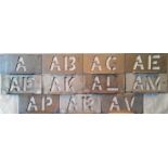 Selection of London Transport bus garage ALLOCATION STENCIL PLATES for Sutton (A), Twickenham (