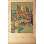 1927 Underground Group double-royal poster depicting Windsor Bridge & Castle by Charles Cundall (