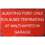 London Transport bus stop enamel G-PLATE 'Alighting Point only for Buses Terminating at