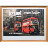 Early 1950s Leyland Motors POSTER 'Leyland Serves London'. A framed, original example of this much