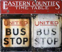 Eastern Counties ENAMEL HEADER PLATE 'Time Table'. Measures 36" x 8" (91cm x 20cm) and has some