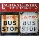 Eastern Counties ENAMEL HEADER PLATE 'Time Table'. Measures 36" x 8" (91cm x 20cm) and has some