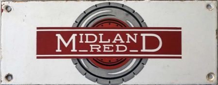 1940s/50s Midland Red timetable panel enamel HEADER PLATE with the company's traditional wheeled