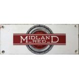 1940s/50s Midland Red timetable panel enamel HEADER PLATE with the company's traditional wheeled