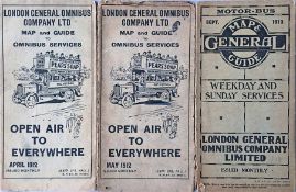 Selection of London General Omnibus Company (LGOC) POCKET MAPS comprising issues dated April 1912 (