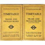 Pair of London Transport Officials' TIMETABLE BOOKLETS of Trams and Trolleybuses comprising the