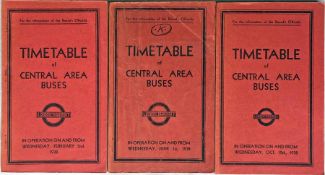 Selection of 1938 London Transport Officials' TIMETABLE BOOKLETS ('Red Books') of Central Area Buses