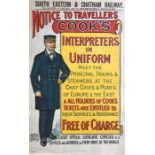 1904 South Eastern & Chatham Railway/Thomas Cook double-royal POSTER 'Interpreters in Uniform meet