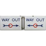 1950s London Underground ENAMEL SIGN 'Way Out' with the famous design of an arrow piercing a circle.