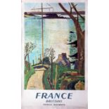 1959 French Railways (SNCF) double-royal POSTER 'France, Brittany, French Railways' by René Genis (