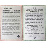 Pair of 1970 London Transport double-royal POSTERS regarding the proposed closure of the Epping-