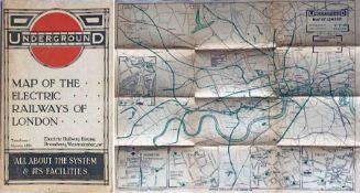 c1914 London Underground pocket MAP OF THE ELECTRIC RAILWAYS OF LONDON 'All about the System and its