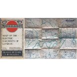 c1914 London Underground pocket MAP OF THE ELECTRIC RAILWAYS OF LONDON 'All about the System and its