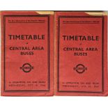 Pair of London Transport Officials' TIMETABLE BOOKLETS ('Red Books') of Central Area Buses