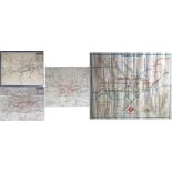 Selection of London Underground MAPS comprising 1919 (2-10-19) in fragile, poor condition, 1924 (3/