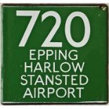 London Transport (London Country) coach stop enamel E-PLATE for Green Line route 720 destinated